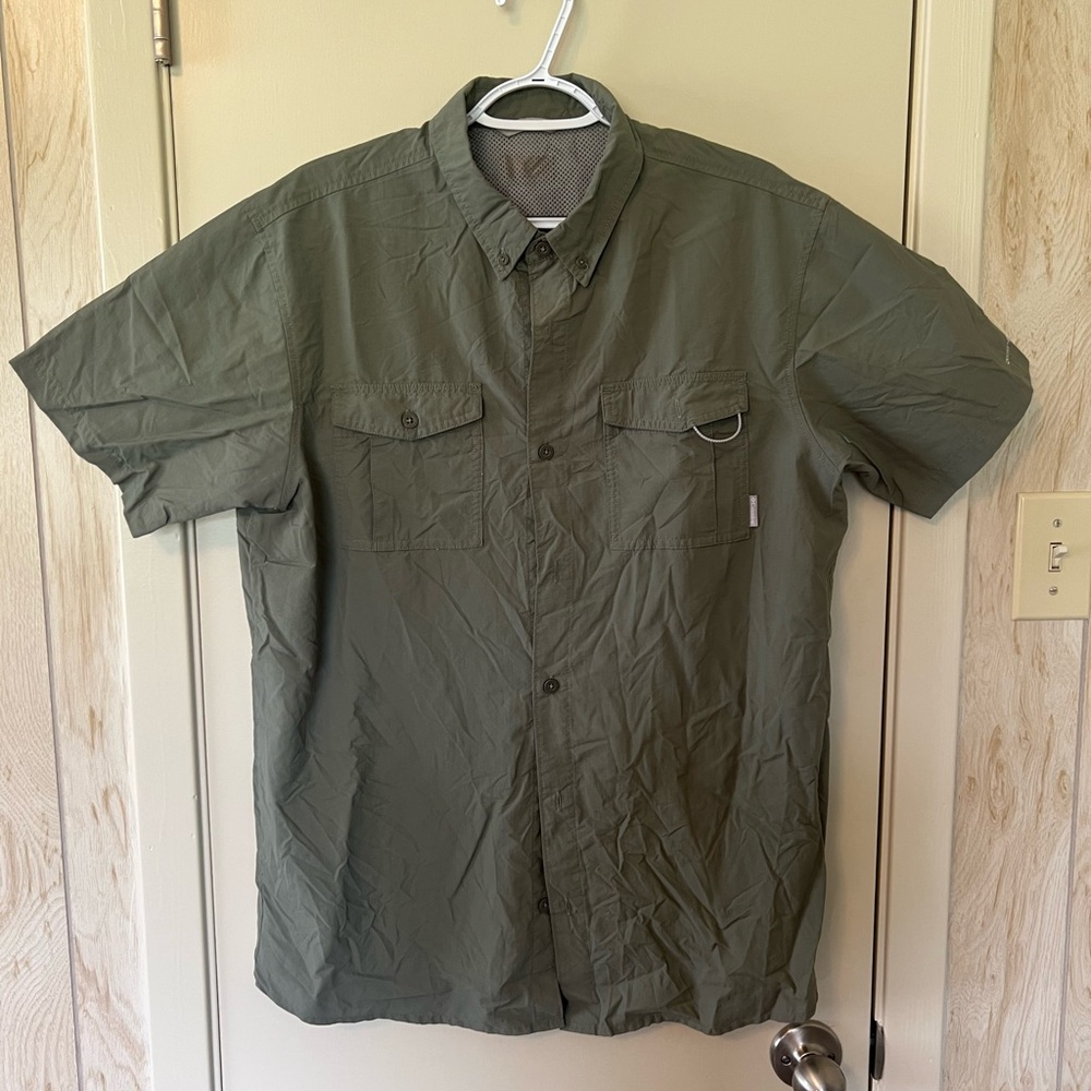 Columbia Olive Green Short Sleeve Button-Up Shirt
